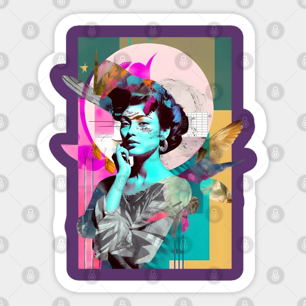 Bird Woman Collage Sticker by Designograph